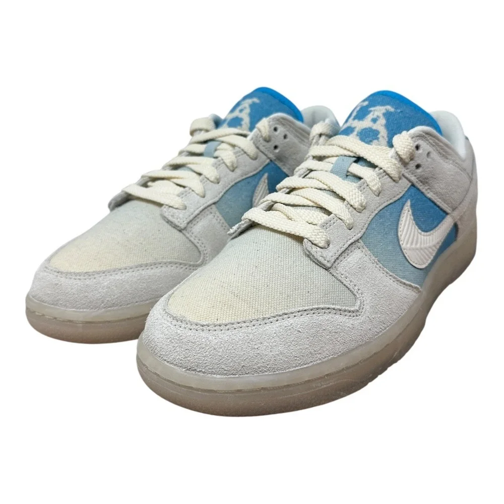 Nike Dunk Low Retro SE Mens 9.5 Sail Baltic Blue Suede Canvas HQ3621-133